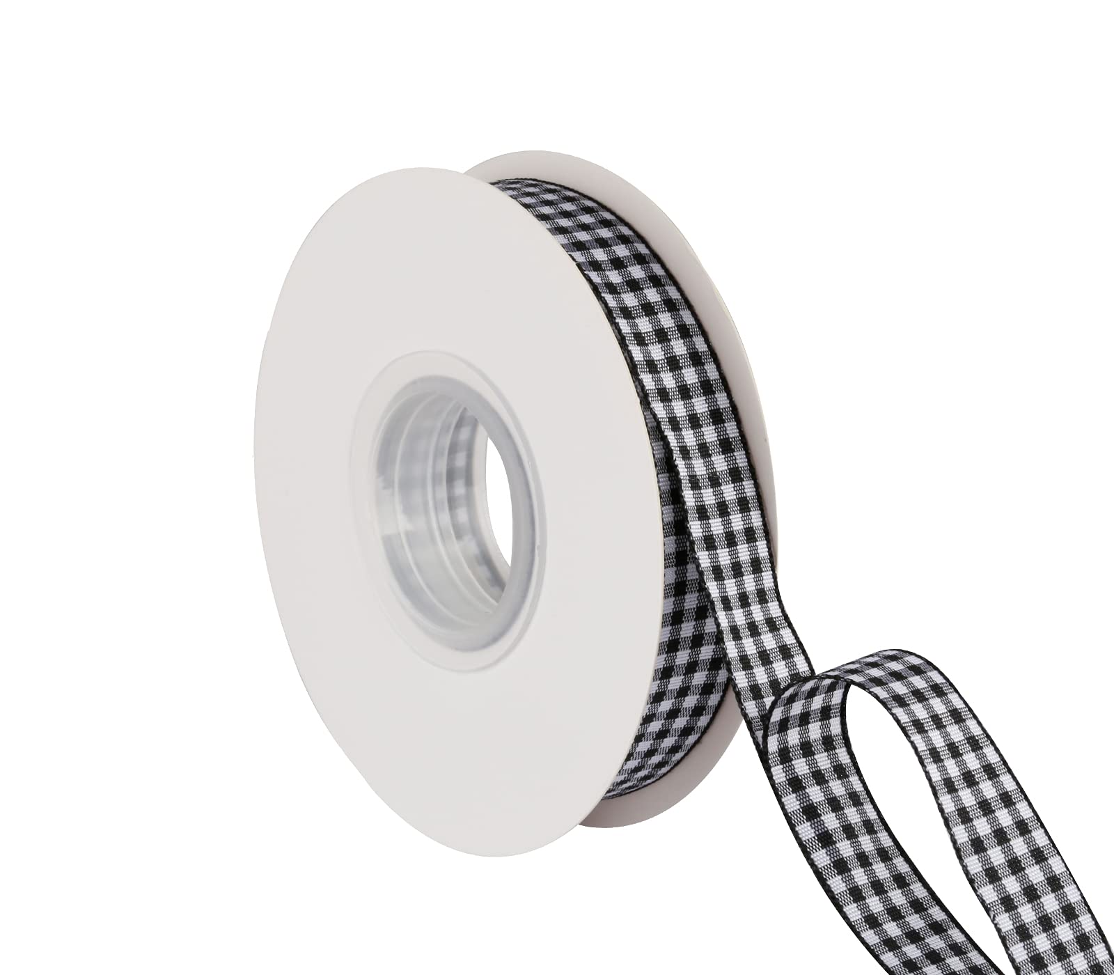 Joycrosso 16mm Wide Black and White Gingham Ribbon Plaid Ribbon, Great for Gift Wrapping Home Décor Floral Arrangement, 22 Meters-Roll