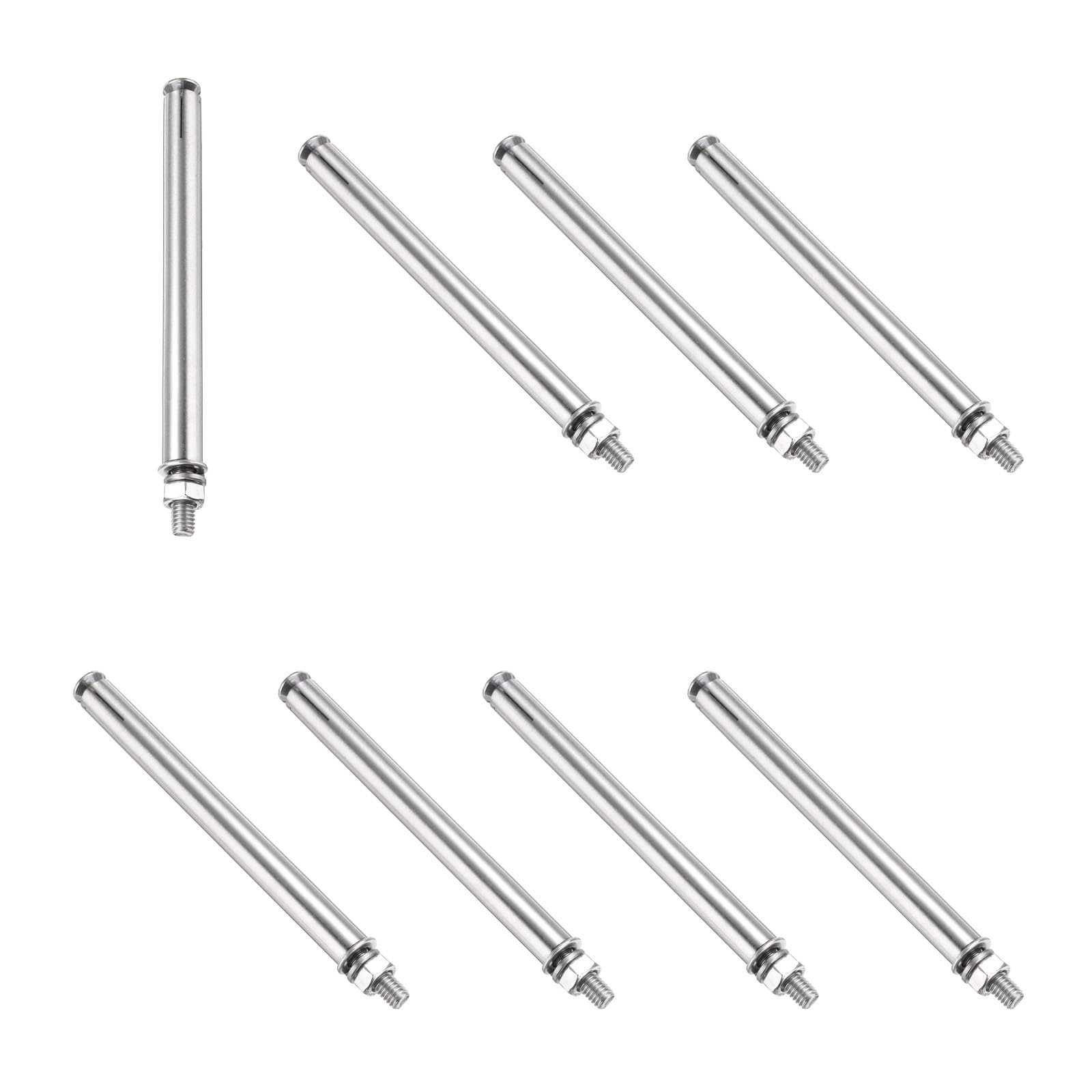 PATIKIL M6 x 120mm Expansion Bolts, 8Pcs 304 Stainless Steel Expansion Screw Bolts Sleeve Anchoring Fastener for Wall Concrete Brick Wall Drywall Air Conditioner, Silver