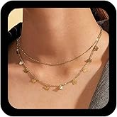 Erimberate Bohemian Layered Butterfly Pendant Necklace Gold Butterfly Choker Necklace Layered Butterfly Chain Necklace Punk Tiny Butterfly Necklace Jewelry for Women