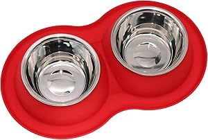 Pet Dog Bowls 2 Stainless Steel Dog Bowl with No Spill Non-Skid Silicone Mat + Pet Food Scoop Water and Food Feeder Bowls for Feeding Small Medium Large Dogs Cats Puppies