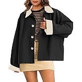 Tankaneo Womens Barn Jackets Lightweight Casual Oversized Contrast Collar Jacket Crop Trench Coat Outerwear 2025 Fall Fashion