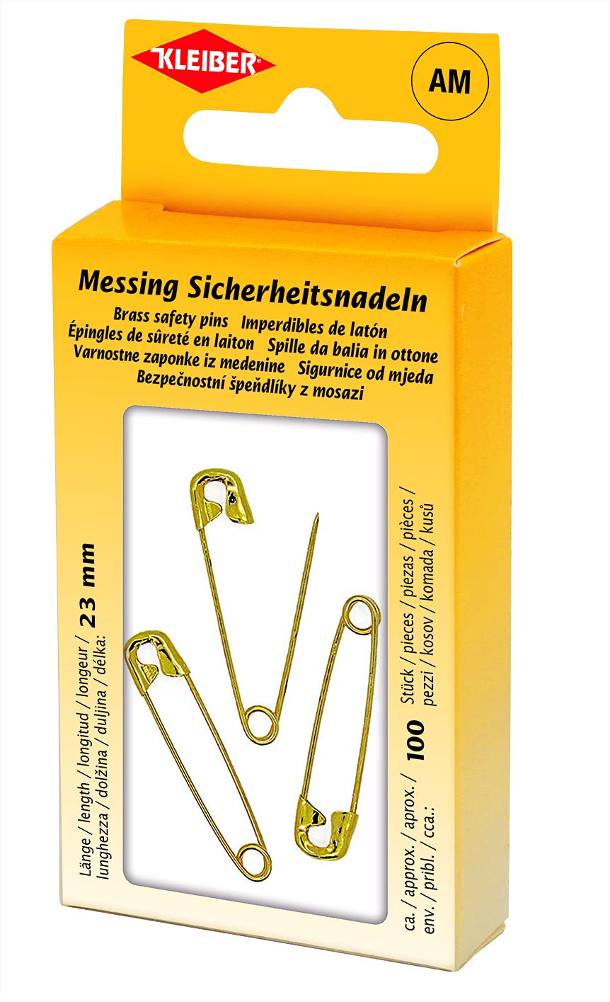 Kleiber Brass Safety Pins, One Size, White
