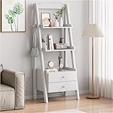 Solid Wood Leaning Bookshelf - A-Shaped 4-Tier