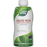 Nature's Way Liquid Iron, 100% Daily Value, 18 mg Iron as Ferric Glycinate per Serving, No Sugar Added, Berry Flavored, 16 Fl Oz (Packaging May Vary)