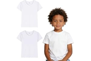 ORJ 2 Pack Polyester Kid Shirt Sublimation Blank T Shirts Polyester Tshirts for Sublimation White Crew Neck