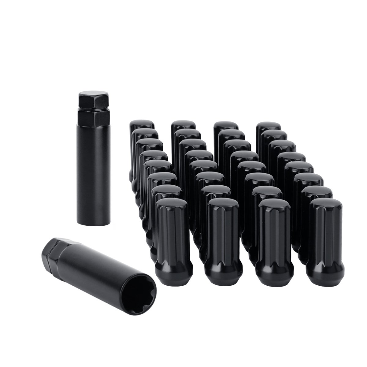 KSP 9/16 Lug Nuts, 32x Black aftermarket Lug Nuts,7-Spline Closed end Bulge Acorn/conical/Cone Seat,2