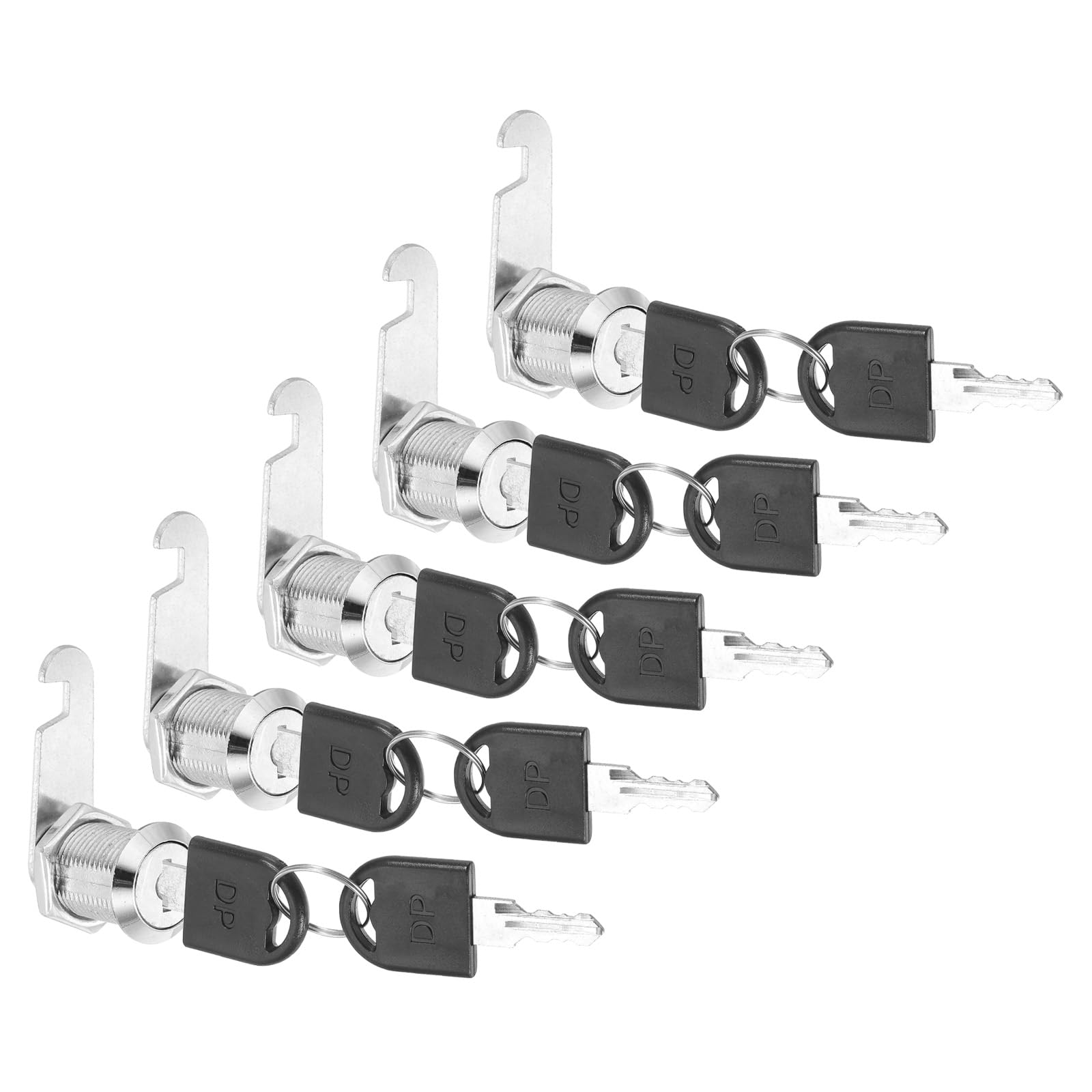 PATIKIL Cabinet Lock with Keys 5 Pcs 1"(25mm) Cam Locks Zinc Alloy Tool Box Lock Replacement Keyed Alike for Drawer Cupboard Household Mailbox RV Door Lock, Silver