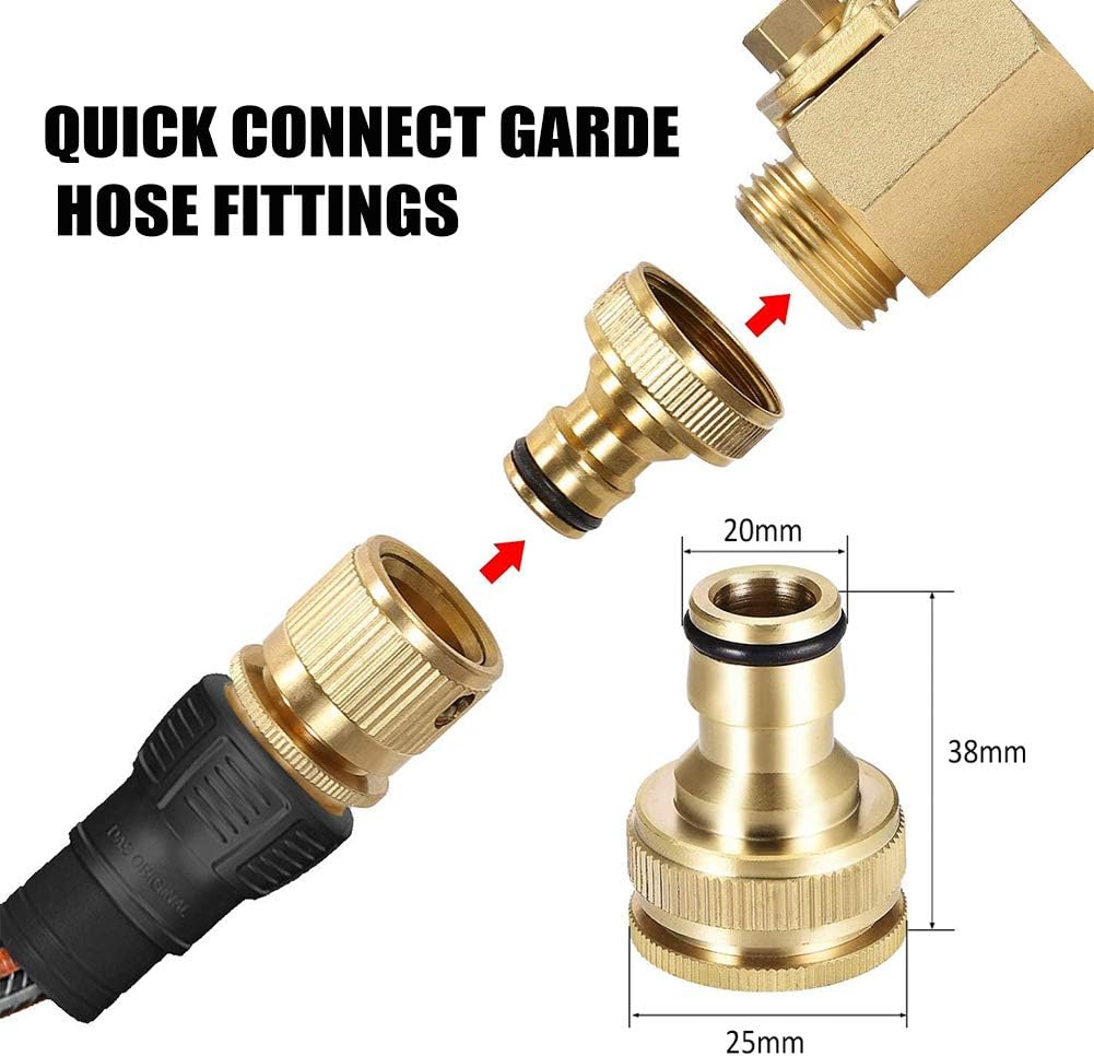 Garden Hose Tap Connector Brass NoLeak Connector Fitting, 3/4 inch