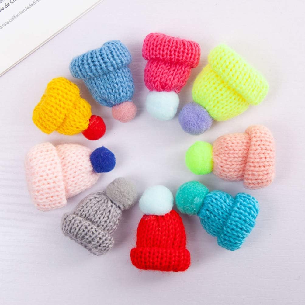 SUPVOX 10pcs Christmas Mini Knit Hat Xmas Tree Ornaments Miniature DIY Hair Accessories Crafts Cute Doll Hat Jewelry Making Mixed Color - Image 5