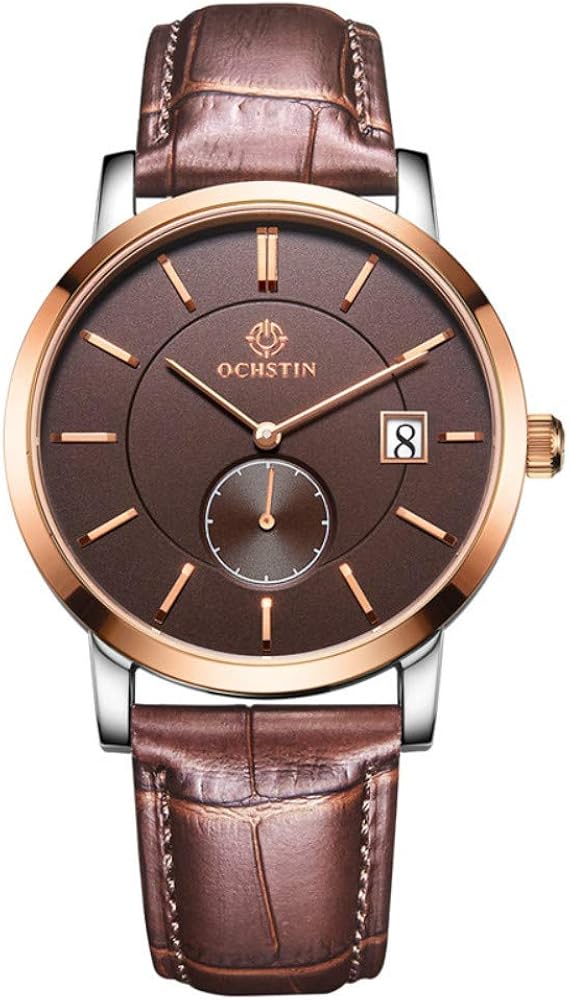 Amazon Ochstin ブラウンレザーストラップ ミリタリーウォッチ メンズ 高級ブランド クォーツ ビジネスウォッチ ブラウン メンズ腕時計 腕時計 通販