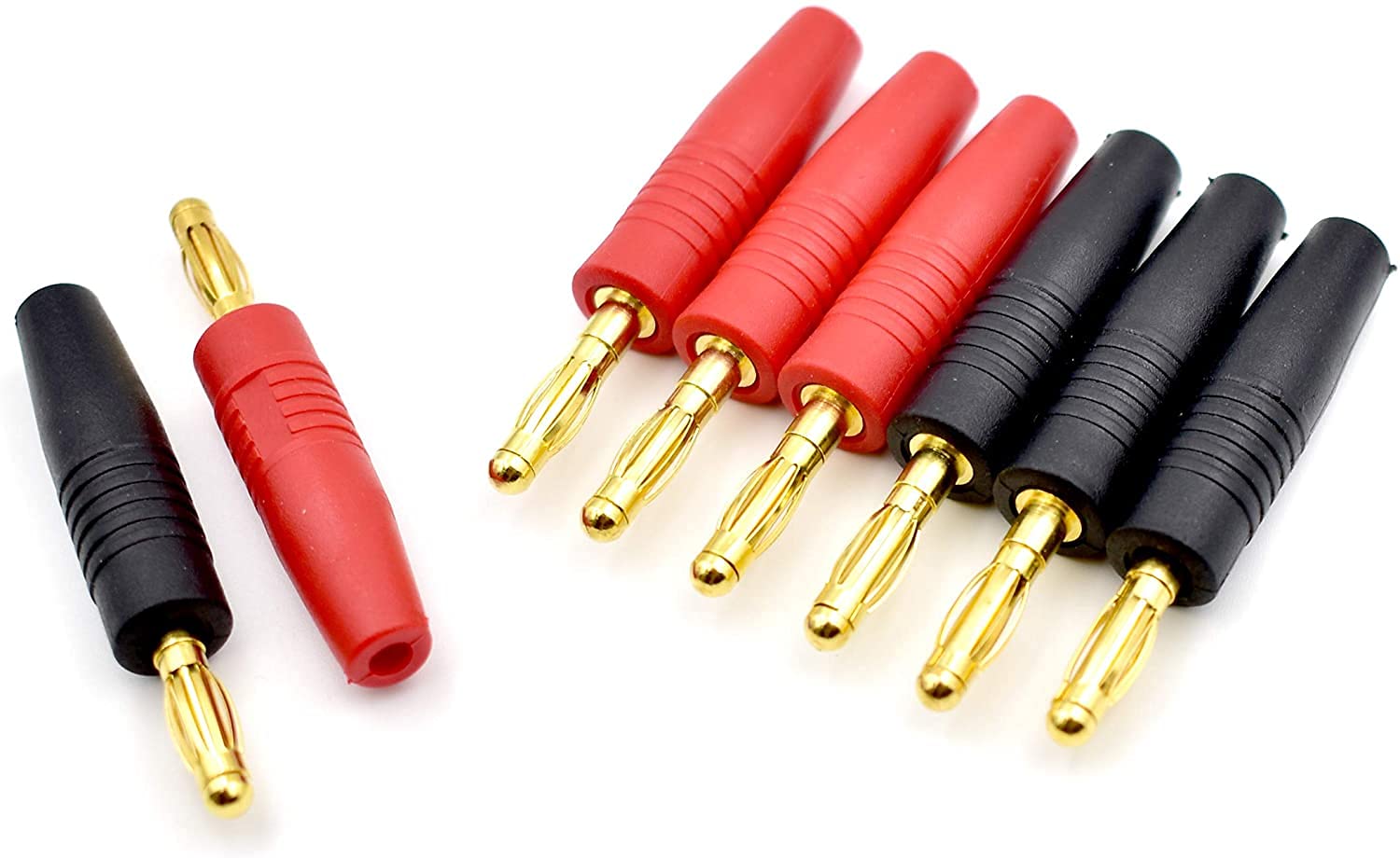 YUNIQUE GREEN-CLEAN-POWER - 5 Pairs of 4mm Banana Connectors for RC Lipo Batteries | Gold Plated | Suitable for WLtoys 144001, Battery Case, Red and Black, Plastic