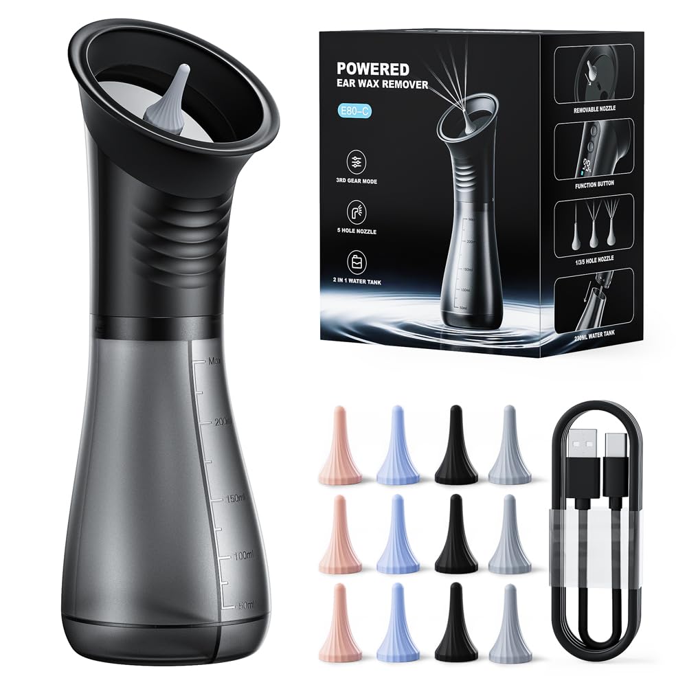 Photo 1 of Ear Wax Removal with LED Display, Temodu Electric Ear Cleaner, Rechargeable Earwax Remove Removal Ear Irrigation System, 3 Pressure Modes Ear Cleaning Earwax Removal (12 Disposable Tips)