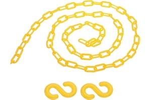 PATIKIL 13Ft Plastic Chain Barrier, Safety Link Chain with 2 S-Hooks for Crowd Control at Driveway Elevator Parking Lot, Yellow