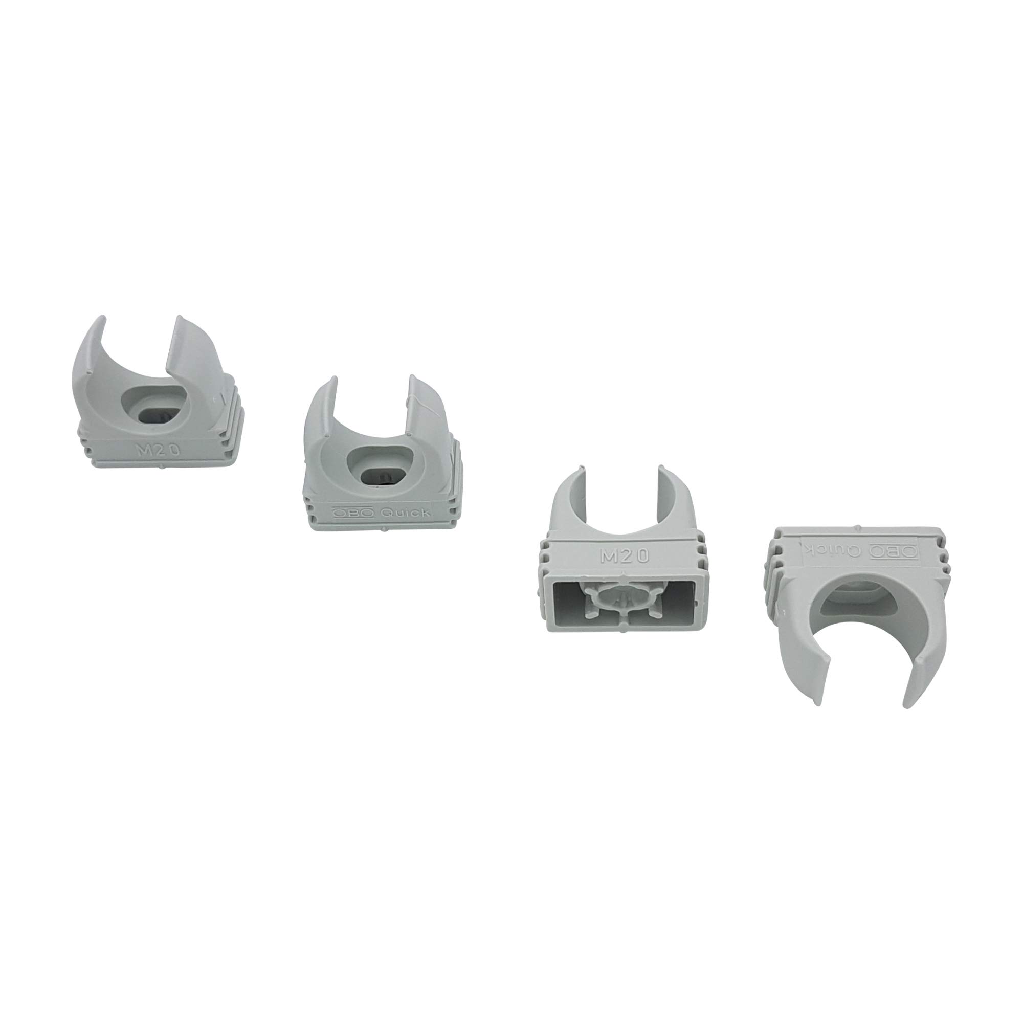 OBO Bettermann M16 Quick Clamps Pipe Clips Clamp Pipe Clamp Can be Stacked Light Grey, grey