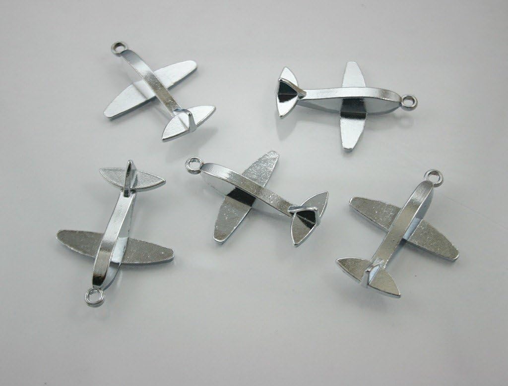 5 pcs.Zinc Silver Tone Airplane Charms Pendants Decorations Finding 31 mm. SPAP