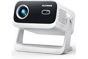Mini Projector with Auto Keystone/Electric Focus, PUTRIMS 1080P S28 Projector WiFi6 and Bluetooth, Portable Projector 145°Rot