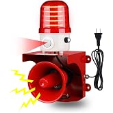 AC110V Motion Sensor Alarm with Human Detection, 120dB Adjustable Siren &amp; Red LED Strobe Lights Outdoor Security Alarm for Home Theft, Animal Intrusion, Garden Protection, Property Protection