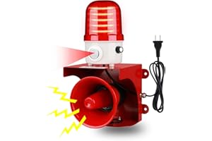 KBAOELE Motion Sensor Alarm with Human Detection,120dB Adjustable Siren & LED Strobe Lights Outdoor Security Alarm for Home Theft,Animal Intrusion,Garden Protection,Property Protection,AC110V with Plug