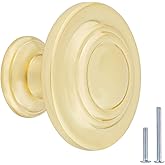 �鶹�� Basics Traditional Top Ring Cabinet Knob, 1.25-inch Diameter, Brushed Brass, 10-pack