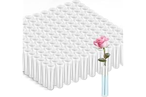 COSITINA 100 Pack 2.83inch Floral Water Tubes Plastic Flowers Vials Small Flower Water Holder with Cap for Flower Arrangements Decoration - Clear