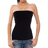 Hollywood Star Fashion Women's Plain Stretch Seamless Strapless Layering Tube Top One Size Fits All Black