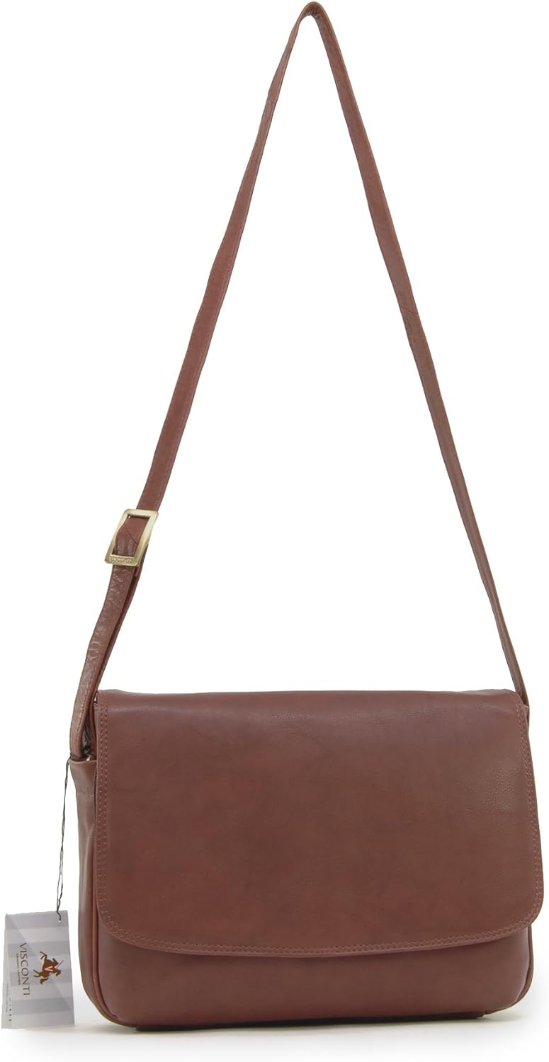 VISCONTI, Women's Leather Crossbody Bag, Medium Organiser Handbag, Multiple Pockets, Adjustable Shoulder Strap, 03190 Claudia - Image 4