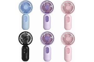 JODNO Mini Portable Fan 6 Pack, Cute Handheld Fan Battery Operated Lightweight Small Personal Fans with 3 Speeds and USB Rechargeable Eyelash Fans for Women Men Office Outdoor Travel Camping