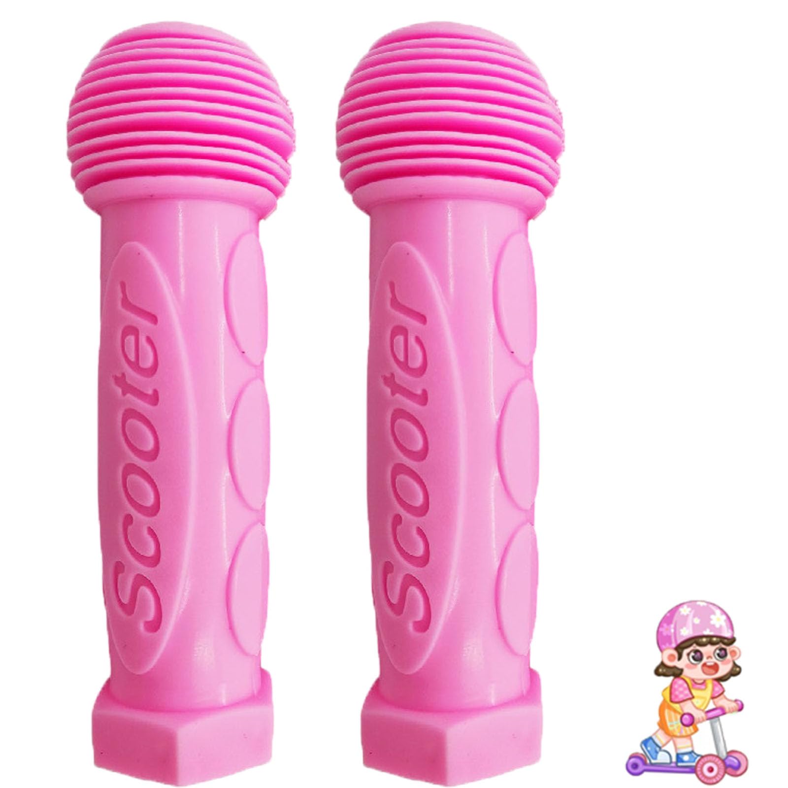 Micro Scooter Handles, Kids Bike Grips, Balance Bike Handlebar Grips Soft Non-Slip Grip Rubber Handle Cover Universal Bike Grips for Boys and Girls Kids Scooter Bikes (Pink)