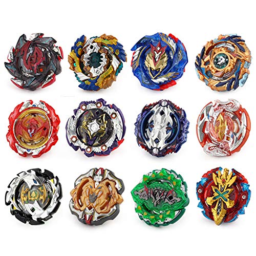 3T6B Spinning Tops Gyro Toy Set, 12pcs New Spinning Tops with 2 Turbo Blast Launchers Aluminum Alloy Case Gyro Rotating Pocket Box Portable Case