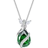FYNSBLE Butterfly Necklace for Women 925 Sterling Silver 10 * 14 mm Pear-Shaped Birthstone Pendant Necklace Hypoallergenic Jewelry for Women