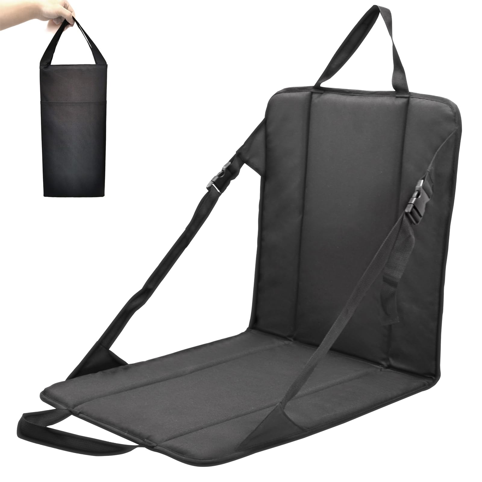 Photo 1 of Pozico Portable Stadium Seat Cushion for Bleachers, Folding Lightweight Seat with Backrest for Outdoor Sports and Outdoor Concerts (Black)