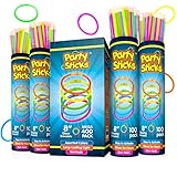 PartySticks Glow Sticks Jewelry Bulk Party Favors 400pk - 8 Inch Glow in The Dark Party Supplies, Neon Party Glow Necklaces and Glow Bracelets