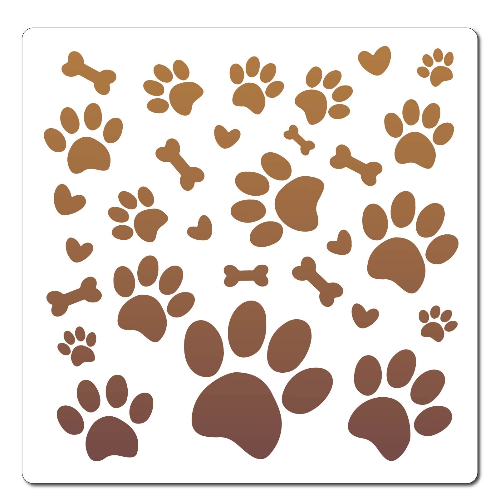GORGECRAFT 30x30cm Large Paw Print Stencil Dog Trail Template Paw Painting Stencils Reusable Dog Bone Heart Pattern Plastic Square Drawing Stencils Sign for DIY Scrapbooks Wood Wall Drawing Home Decor