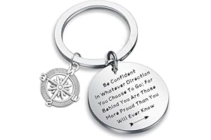QIIER Graduation Gifts Be Confident In Whatever Direction You Choose To Go Keychain with Compass Charm