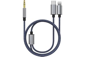 ESBEECABLES Aux Audio Cable for iPhone,2 in 1 USB C& Lightning to 3.5mm AUX Audio Cable Suitable for Apple Android Car Audio Headset Multi Function Audio Conversion Cable Compatible with Type C or iOS Devices