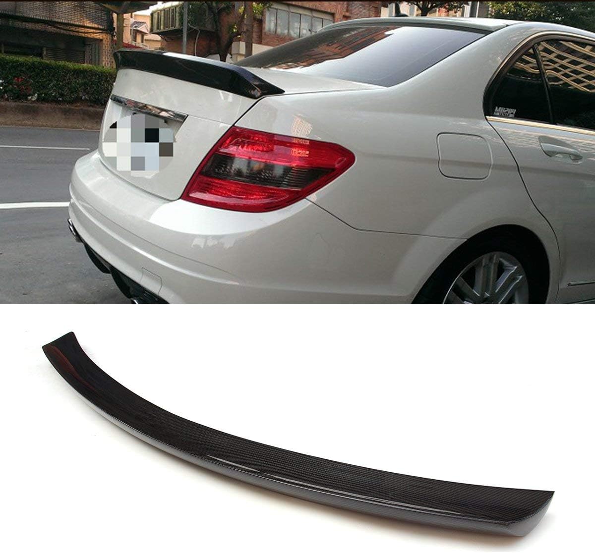 Fandixin W204 Spoiler, Carbon Fiber V Style Rear Trunk Deck Lip Boot Spoiler Wing for Mercedes-Benz C Class W204 4-Door C250 C300 C63 2008-2015 (V Style)