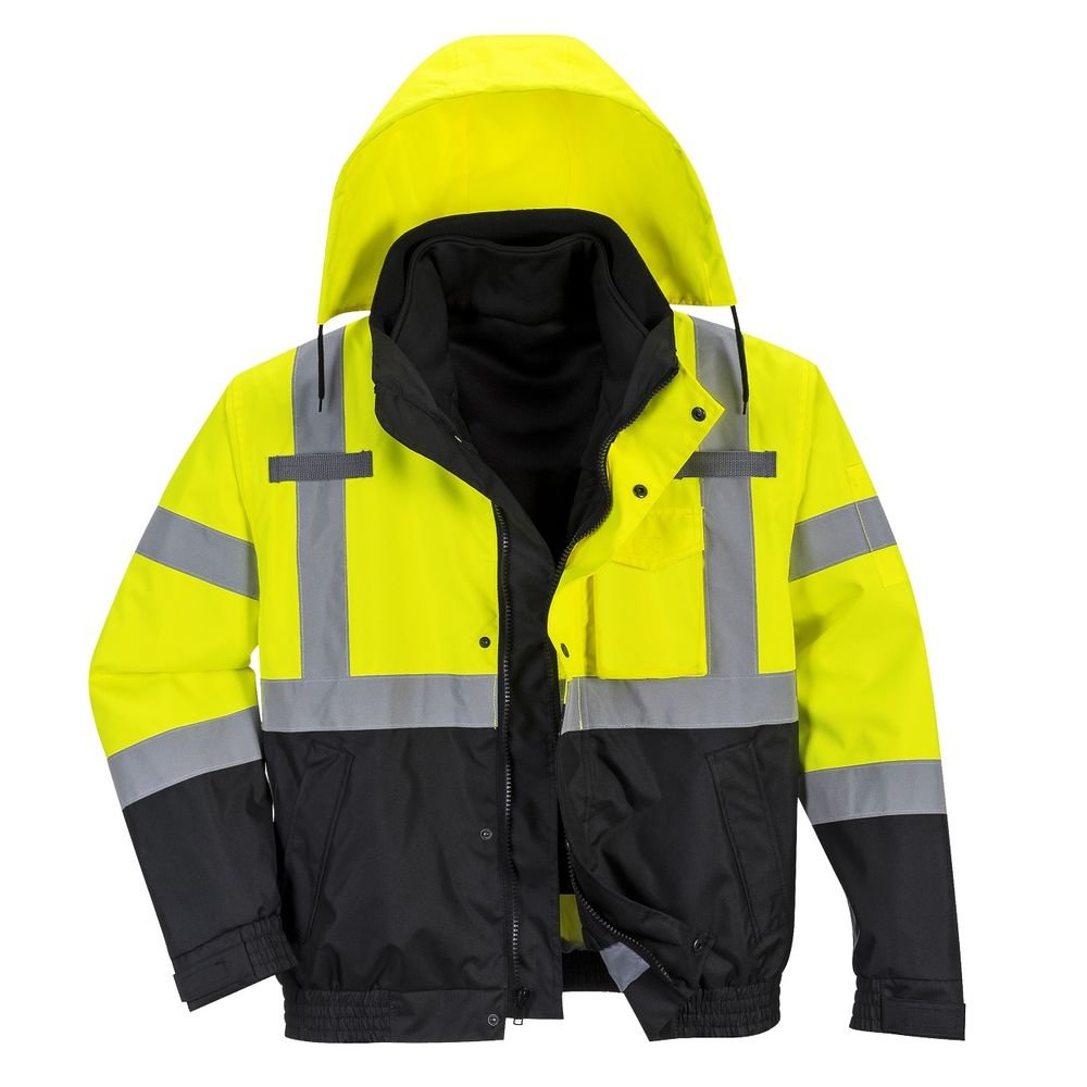 Portwest Hi-Vis Premium 3-in-1 Bomber, Color: Yellow/Black, Size: XL, S365YBRXL, Yellow / Black - Image 4