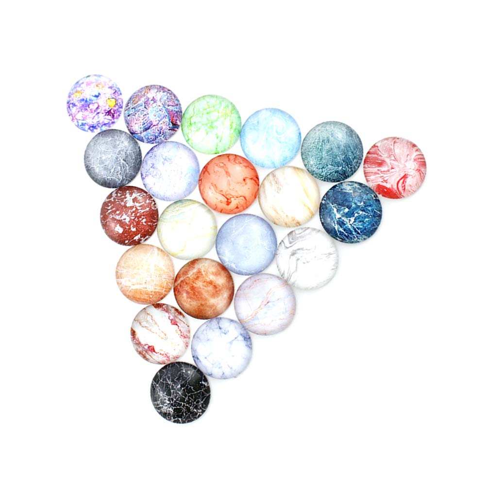 GARNECK 50Pcs Glass Dome Cabochons 18mm Marble Crystal Pattern Half Round Flatback Mosaic Tile Time Gem Glass Sticker for DIY Craft Photo Pendant Jewelry Making Mixed Color