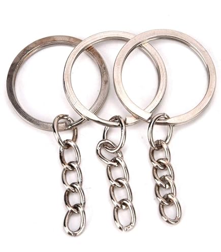 100 Llaveros Planos De Metal Plateado | Diámetro 25 Mm (1.2") | Ideales Para Manualidades Y Accesorios