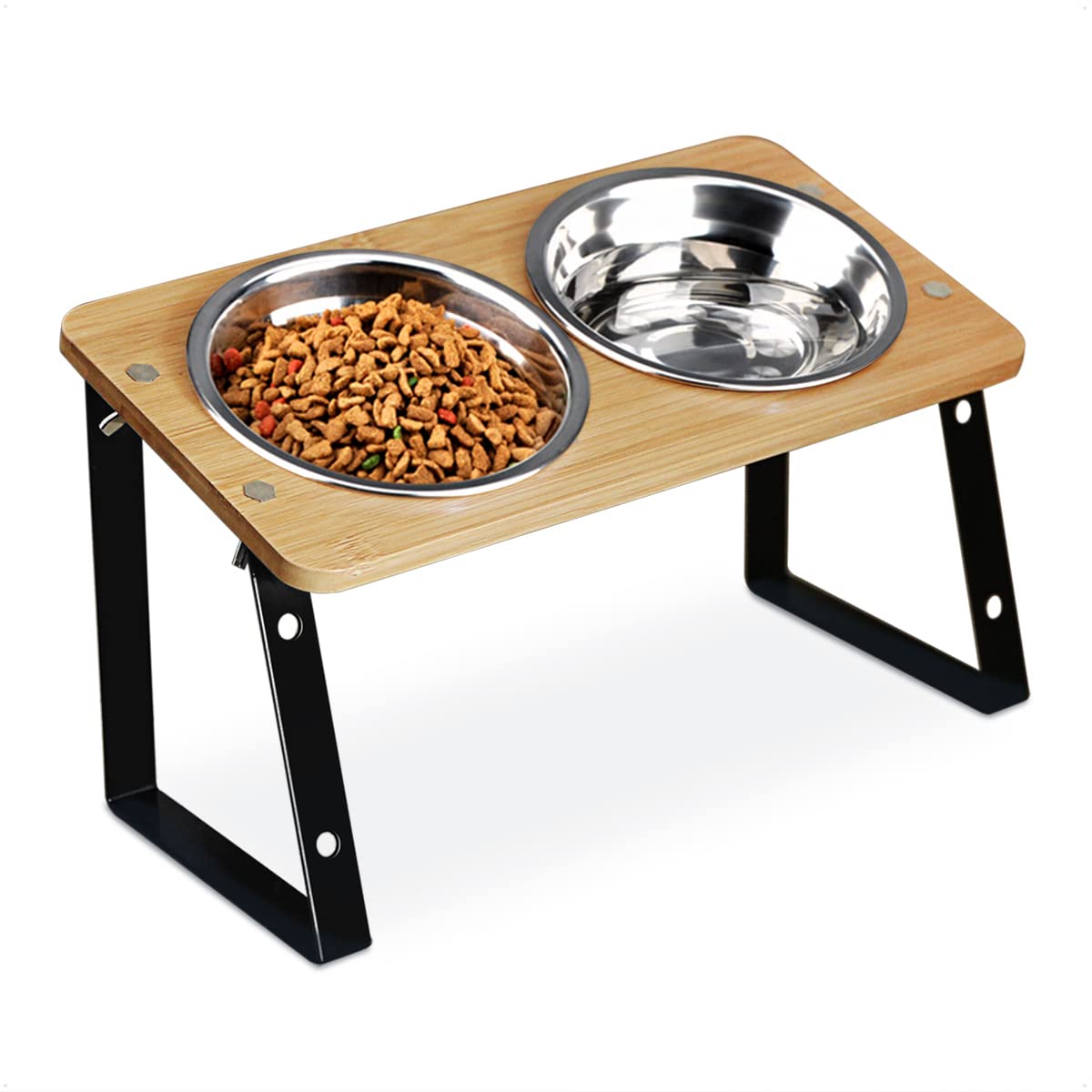 Photo 1 of AYADA Elevated Cat Bowls, Height Adjustable Raised with Stand Lifted Ergonomic Anti Vomiting Non Slip Slanted Tilted Double Bowls Food Water Stainless Steel