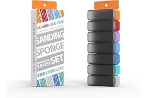 DSPIAE New Washable Sponge Sandpaper Set with Storage Box, 42 Pieces, 400-2000 Grit, 75x25mm, 3mm-10mm Thick
