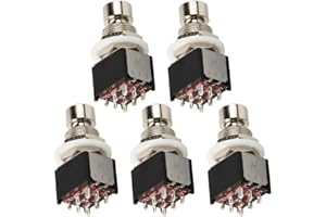 ESUPPORT 5Pcs Mini 3PDT 9Pin Momentary Foot Switch Guitar Effects Pedal Metal Stomp Box True Push Button 13mm X 17mm