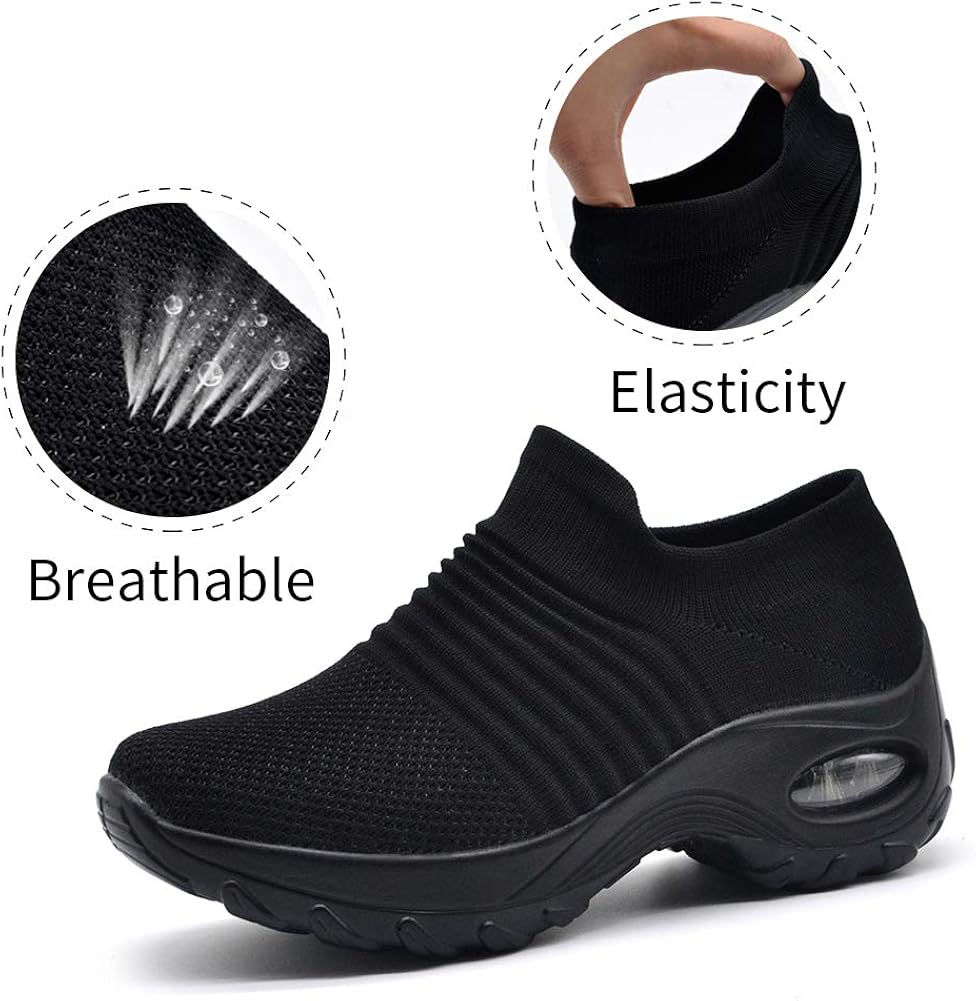  | STQ Slip On Breathe Mesh Walking Shoes Women Fashion Sneakers Comfort Wedge Platform Loafers | Walking