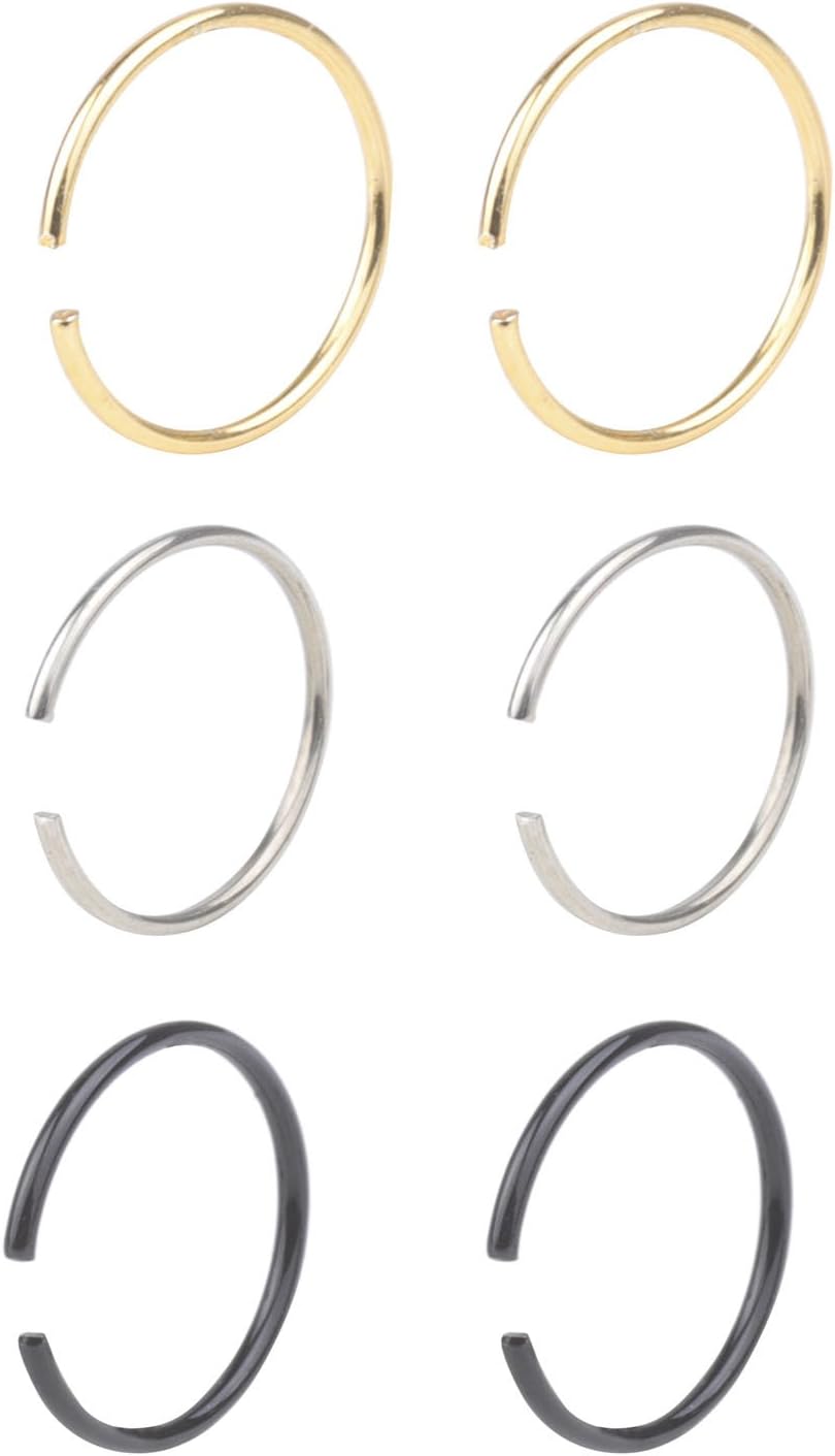 STU 20G Tiny Nose Ring Hoop Nose Piercing Clip on Ear Hoop Ring Fake Nose Ring Nose Lip 6mm
