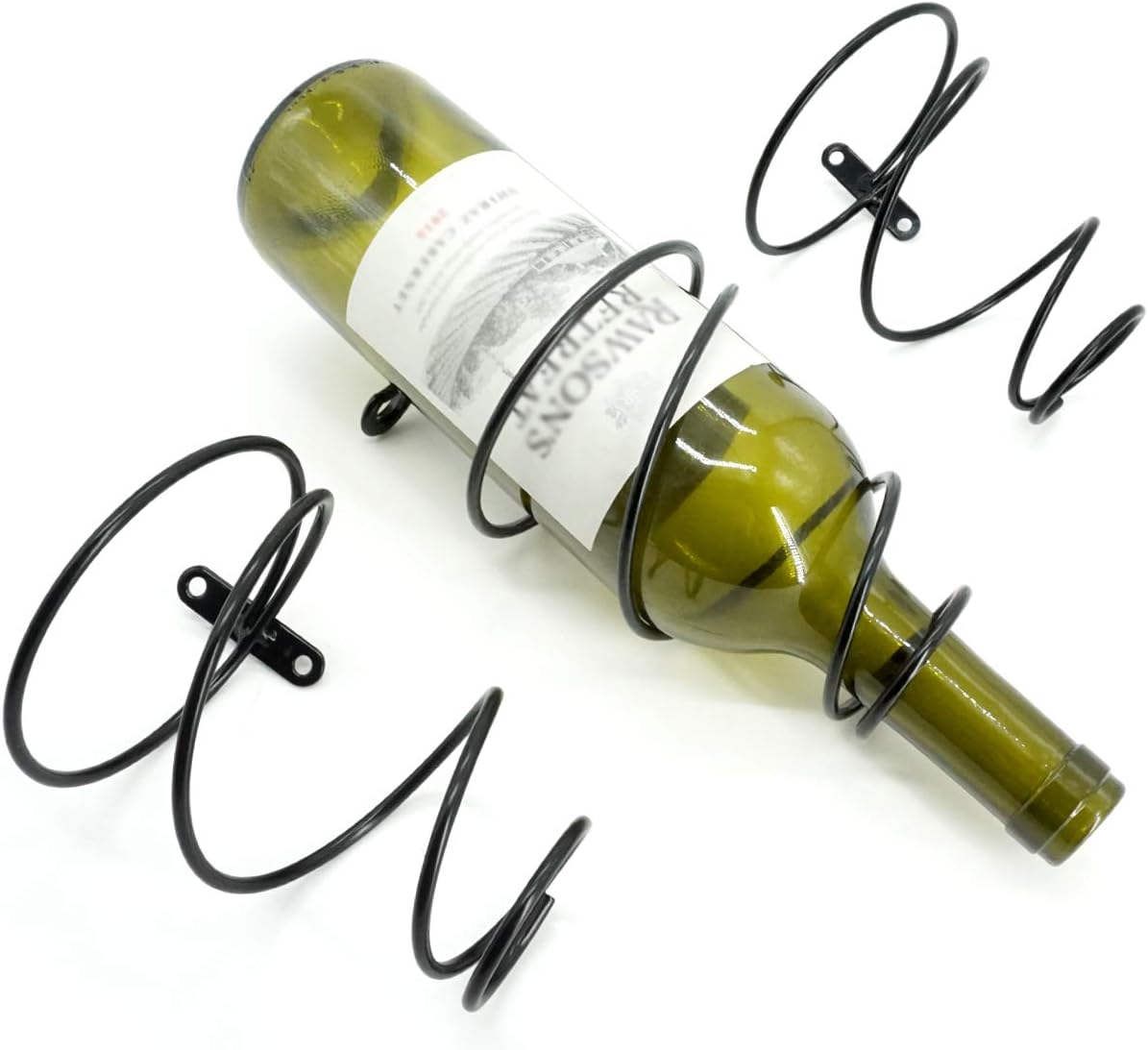 VEEBOOD Iron Hanging Wine Rack Wall Mounted (Black, Set of 3)