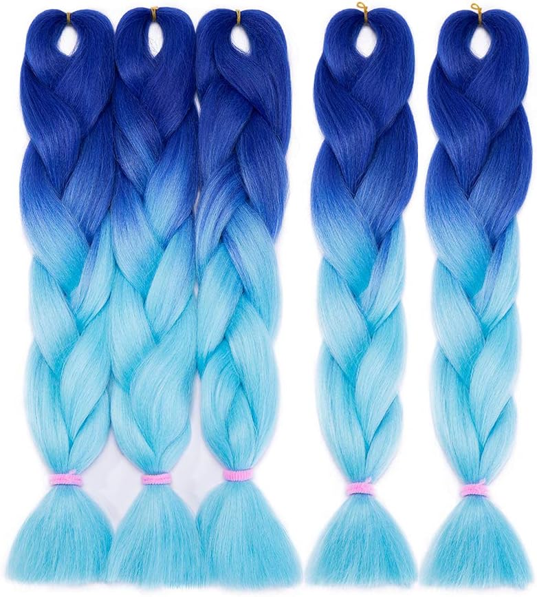 24'' Ombre Jumbo Braiding Hair Extensions 5 PACKS Afro Box Braids 3 Tone Synthetic Weaving Hair