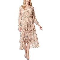 chinese dress ladies Jessica Simpson Womens Kelley V-Neck 3 Tier Maxi Dress, Shadow Snake