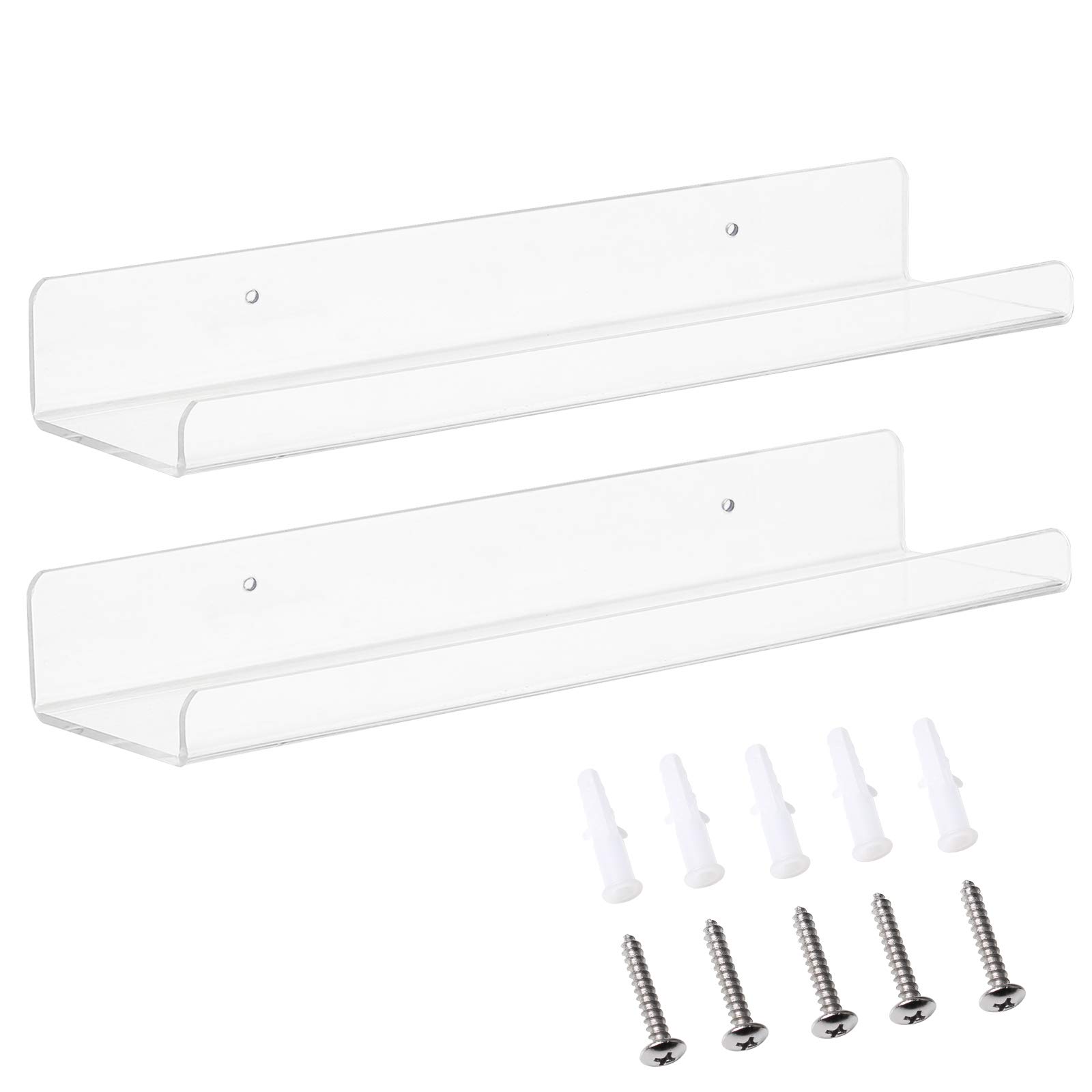 DAWOO Multi-Purpose Transparent Acrylic Shelfs,be Used Nail Polish Display Stand, Essential Oil Storage Rack,Picture Ledge Shelf or Kitchen Spice Rack(2 Pack)