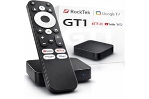 RockTek GT1 4K Streaming Box Compatible with Google TV – Netflix, Prime Video, YouTube – Dolby Vision & Dolby Atmos – Voice R