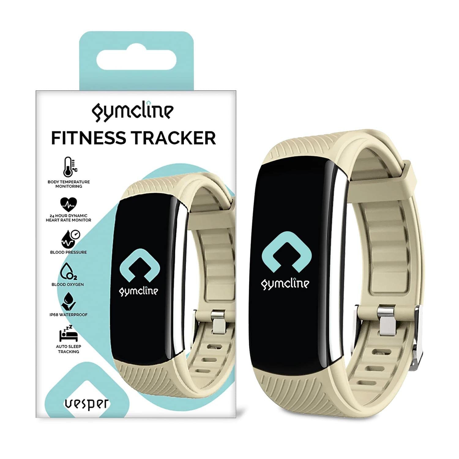 Gymcline Fitness Watch Vesper Fitness Tracker with Multiple Sports Modes, Heart Rate Monitor, Sleep Tracker, Step Counter and Daily Activity Monitoring Waterproof Watch for Women and Men, Cream